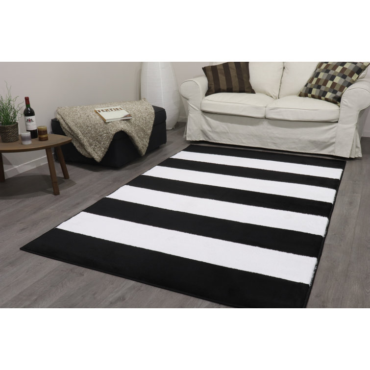 Ebern Designs Hemm Striped Black/White Area Rug & Reviews Wayfair